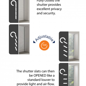 Roller Shutters With Adjustable Slats.